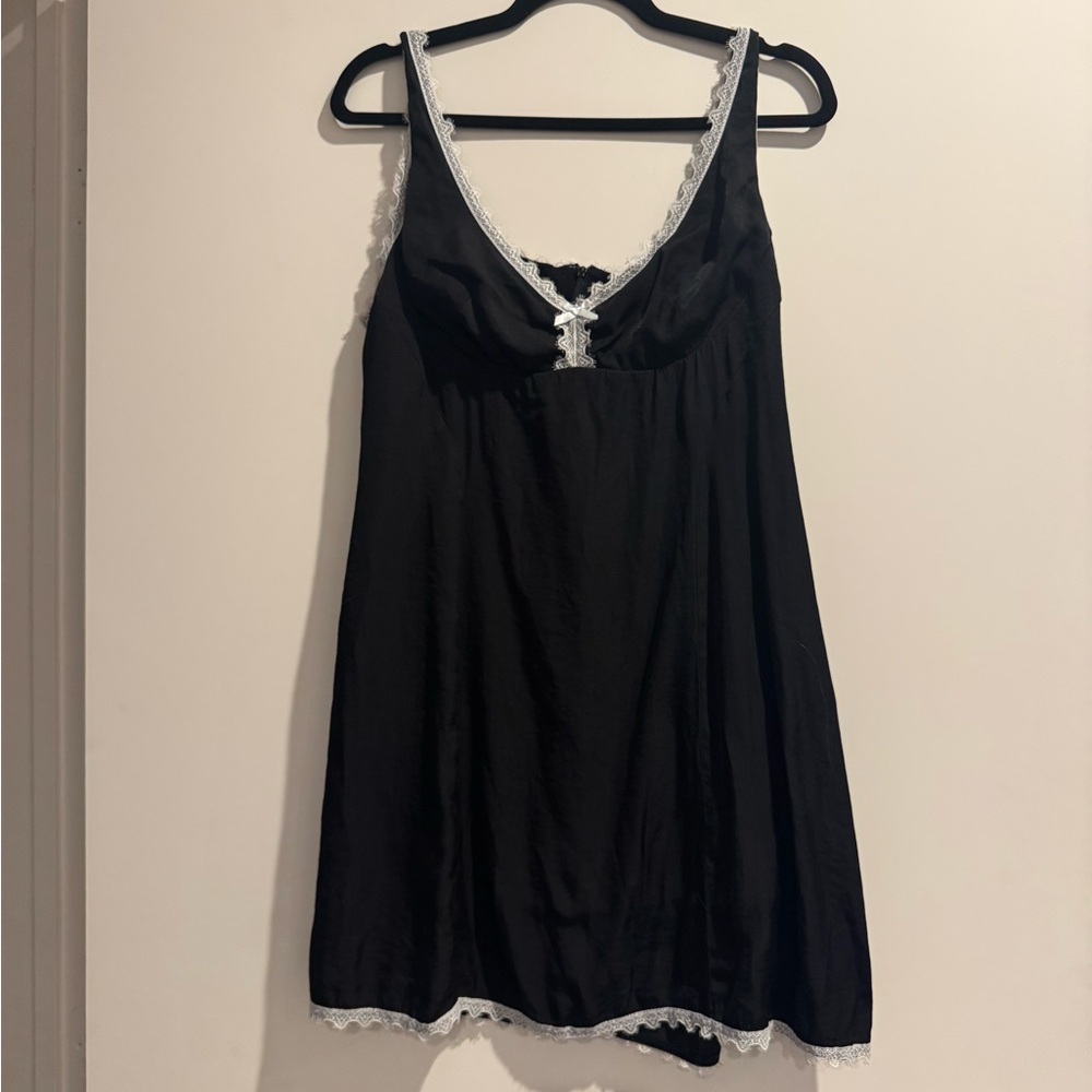 Princess Polly Black Lace Trim Babydoll Mini Dress US 12 Coquette